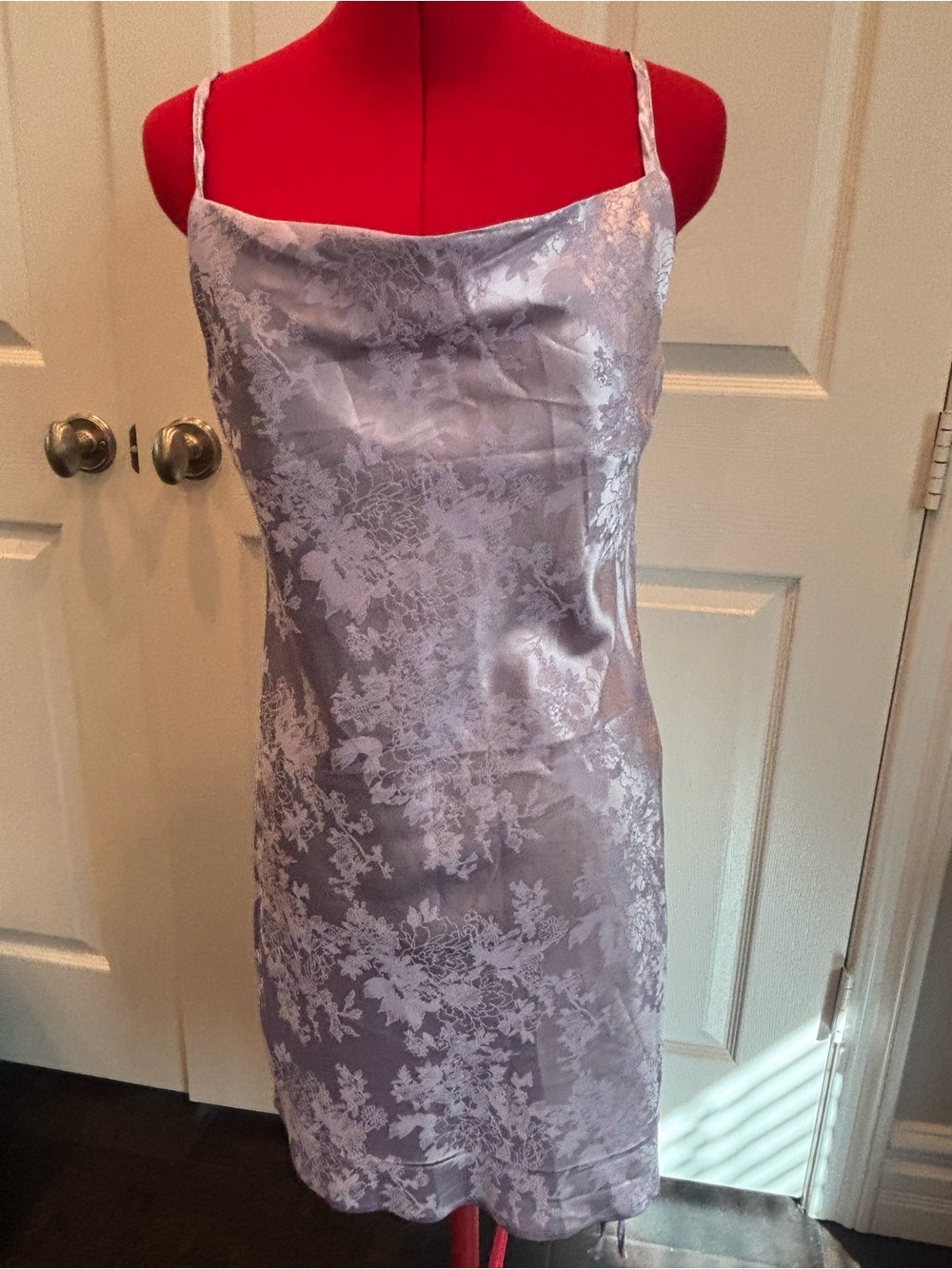 Lavender Floral Satin Slip Dress